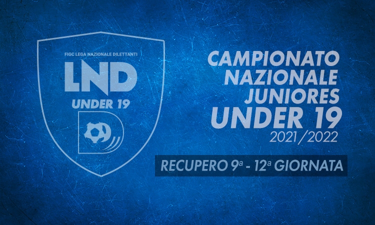 Campionato Under 19: sabato 22 gennaio in campo con due recuperi 