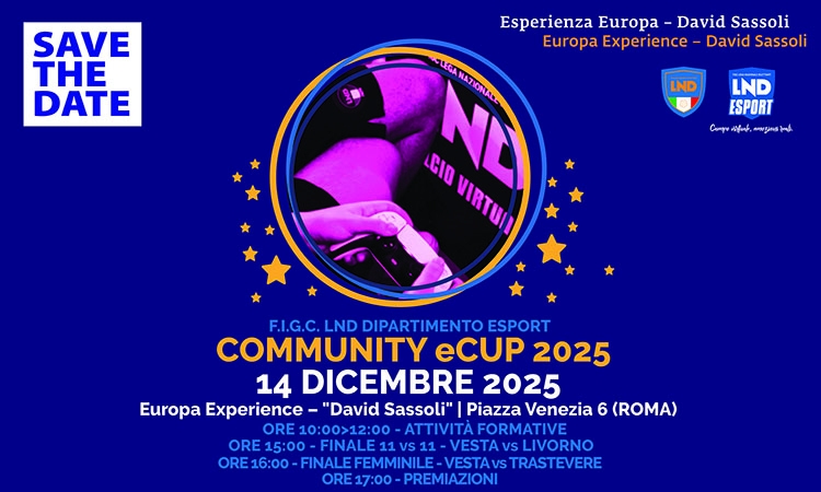 Finali Community eCup 25/26: sport e cittadinanza europea si incontrano il 14 dicembre a Roma